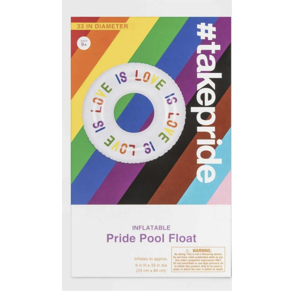LOVE IS LOVE PRIDE Pool Float Inflatable 33" Round Gay Pride LGBTQ+ Set Of 2 NEW